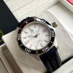 TAG Heuer Rubber Watch Band Replacement Aquaracer Calibre 5  ETA2824 Automatic White Dial 41mm Watch